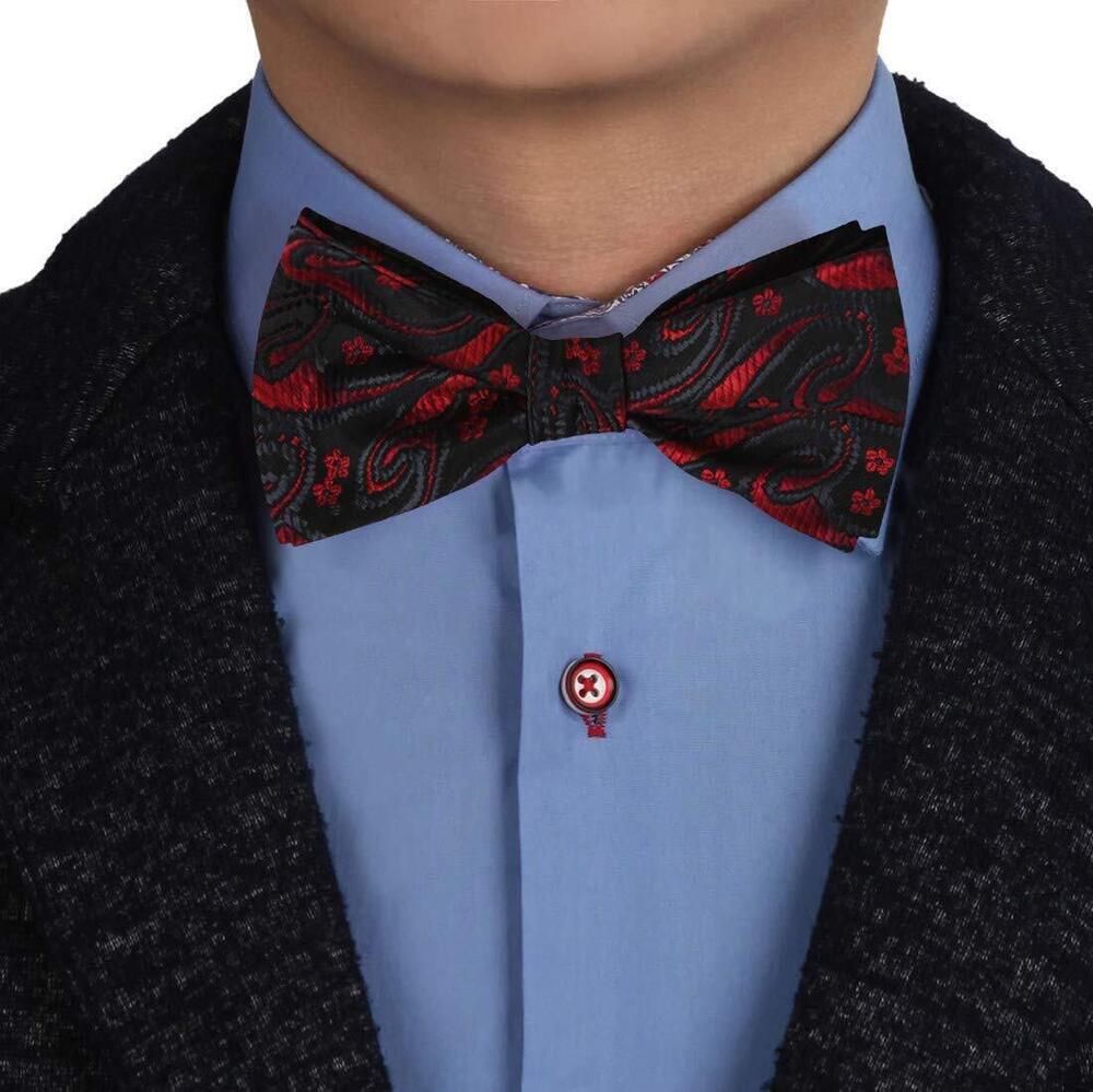 6905 Black Casual Self Tie Bow Tie Silk Self Tie Bow Ties Clip-On